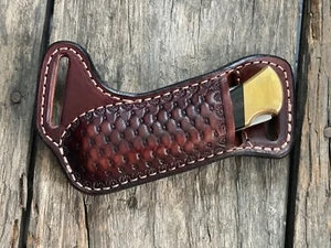 Deluxe Leather Pocket Knife Sheath Buck 110 Case XX Trapper - Picture 1 of 7