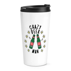 Crazy Beer Man Stars Travel Mug Cup Funny Joke Drunk Dad Fathers Day Thermal - Picture 1 of 1