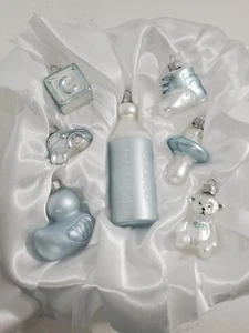 Juego de adornos navideños para bebé niño 7 biberones bloque de pato oso chupete coche vidrio  - Imagen 1 de 12