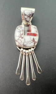 CATHY WEBSTER NATIVE AMERICAN STERLING SILVER 925 BUFFALO TURQUOISE PENDANT - Picture 1 of 6