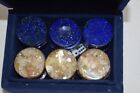 Egyptian Handmade Mother of Pearl & Lapis 30 Backgammon Chips Checkers Set