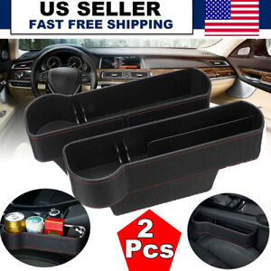 2X Car Seat Gap Catcher Filler Storage Box Pocket Organizer Holder ABS SUV -USA