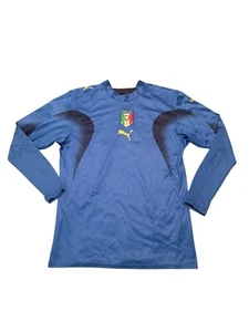 2006 Puma Italy Jersey Mens Small Blue Long Sleeve Shirt Soccer Neil Barrett - Picture 1 of 16