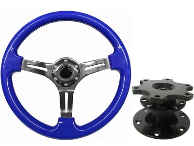 Blue Chrome TS Steering Wheel + Quick Release boss 42BK for MG - Image 1 of 3