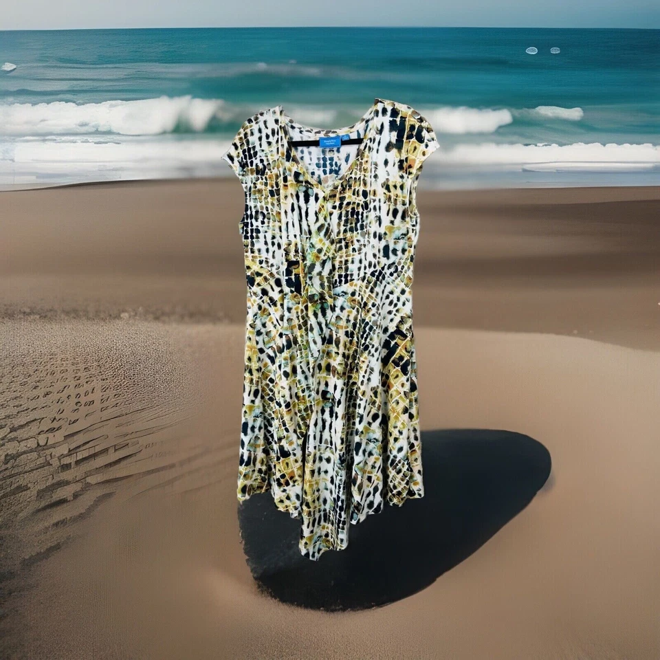 Vestido Simply Vera Wang XL Estampado Abstracto Ajuste Acampanado Fácil Estilo de Viaje Ventoso Foto 1 de 4