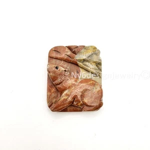 Colgante de jaspe natural Picasso con oso tallado - Colgante de piedras preciosas piedra curativa - Imagen 1 de 4
