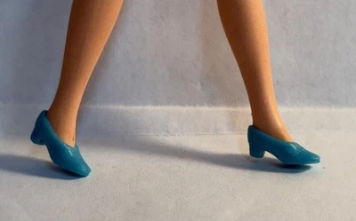 Turquoise Vinyl High Heel Shoes For Vintage 1970 Topper Dawn Doll - Image 1 of 4