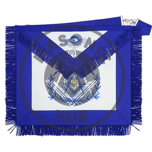 Master Mason Masonic Regalia Apron with Wreath Faux Leather, Machine Embroidered - Picture 1 of 7