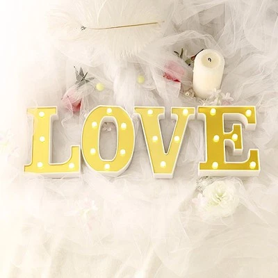 6" tall Gold LED Lighted Marquee Letters Wedding Decorations Backdrop Supplies - Image 1 of 2