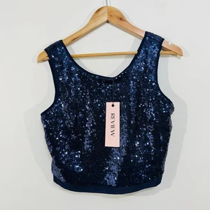 Review Sequin Tank Top Navy Blue Old Hollywood Party Evening 10 Retro Rockabilly - Bild 1 von 14