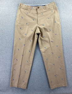 Brooks Brothers Hudson Pants Size 38x34* Khaki with Blue Sailfish Embroidery - Bild 1 von 10