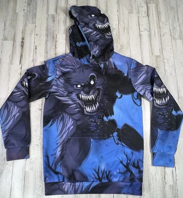 Sudadera con Capucha Fina Wolf Man 3D Azul Negro Novedad Diseño Scary Wolf (Talla Grande) Foto 1 de 4