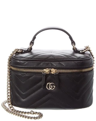Кожаная женская сумка для туалетного столика Gucci Gg Marmont Mini черная Os - Изображение 1 из 4
