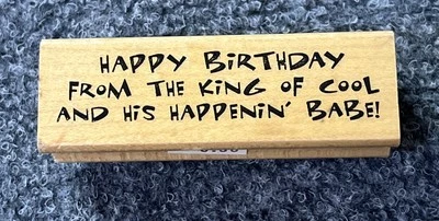 Impresiones artísticas feliz cumpleaños sello de goma bloque de madera vintage  Foto 1 de 3