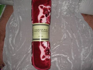 Luxurious Mink Carpet Runner Red Flowers 2'x8' Soft Rug - Picture 1 of 3