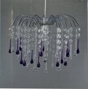 Luxury Chandelier Ceiling Light Shade Droplet Pendant Acrylic Crystal Bead Plum - Picture 1 of 1