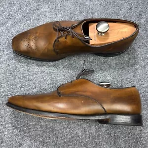 Allen Edmonds Flatiron Shoes Mens 11 Brown Leather Perforated Oxford Made in USA - Picture 1 of 16