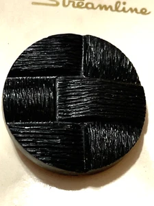 VTG Streamline Plastic Buttons Extra Large Black Woven Shank 1-3/8" NEW on Card - Picture 1 of 4
