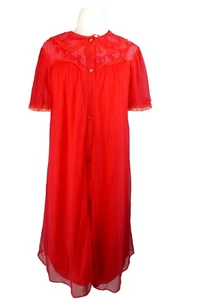 Vintage Yolande Koralle Peignoir Morgenmantel 2-teilig 2-lagig CHIFFON SWEEP NACHTHEMD Babydoll - Bild 1 von 8