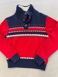 IZOD Kids Sweater Youth Boys Small Festive Fair Isle Collar Pullover - Picture 1 of 5