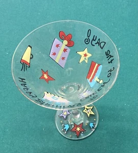 Happy Birthday Hand Painted 10oz Martini Glass To The Queen Of The Day Brand New - Picture 1 of 5