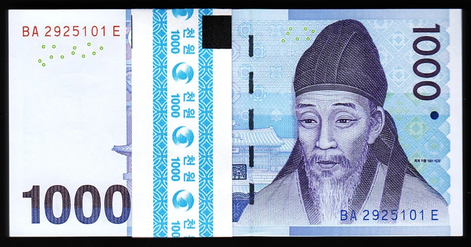 South Korea 1000 Won 2007, UNC, ½ BUNDLE, Pack of 50 PCS, Consecutive, P-54 - Image 1 of 4