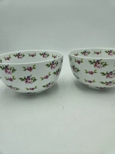 Katie Alice "In My Garden" Set Of 2 White W/ Flowers Floral Cereal Soup Bowls - Picture 1 of 5
