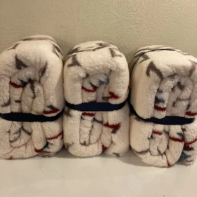 Lot Of 3Pendleton Queen Size Fleece Blanket 98" x 92" Color-White Sand Multi NEW - Image 1 of 4