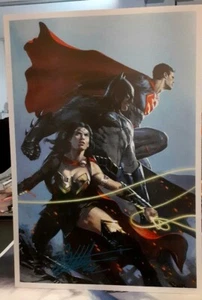 GABRIELE DELL'OTTO LITOGRAFIA BATMAN, SUPERMAN WONDER WOMAN SIGNED - Picture 1 of 1