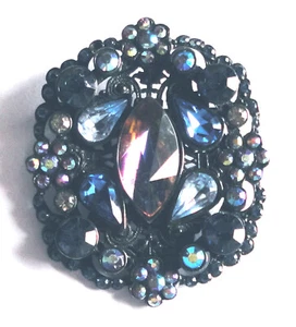 Vintage JEAN-LOUIS SCHERRER PARIS Azul/Aurora CRISTAL 2 5/8" PIN Francia - Imagen 1 de 2