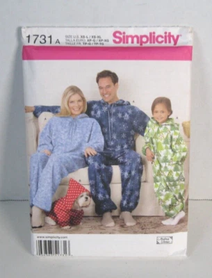 Simplicity 1731 Fleece Jumpsuit For Child, Teen, Adult, Dog Pattern XS-XL  Uncut - Image 1 of 2