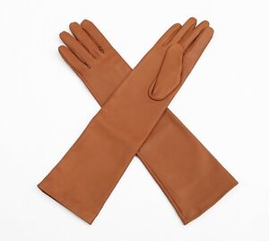 42cm Long Genuine Leather Opera Length Party plain Evening Elbow Gloves