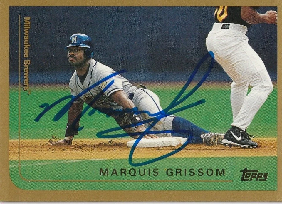 MARQUIS GRISSOM MILWAUKEE BREWERS  SIGNED 1999 TOPPS CARD #383 - Image 1 of 1
