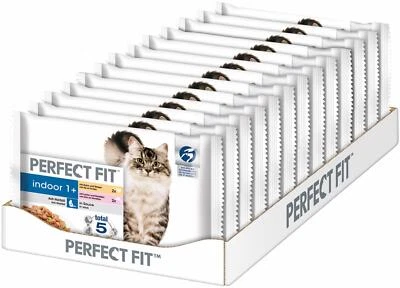 52 x 85g PERFECT FIT Katze Indoor 1+ Katzenfutter Nassfutter Huhn & Lachs - Bild 1 von 4