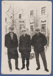 Handsome Guys in hats in the snow Cute Boys Soviet Vintage Photo USSR - Picture 1 of 2