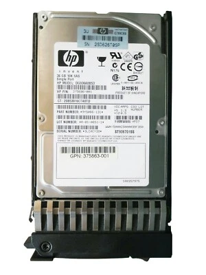 DG036A9BB6 375696-001 404784-001 HP Hard Drive 36Gb 2.5 SAS - Image 1 of 3