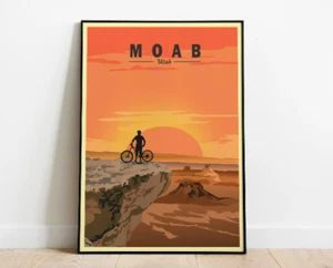 Moab Mountain Bike Print- Utah Travel Poster- Biking-Whole Enchilada - Mag 7 - Picture 1 of 4