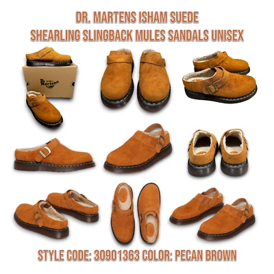 Sandalias Dr. Martens Isham Marrón Piel de Oveja Mules Unisex EE. UU. W-12 M-11 Zapatos _A1 Foto 1 de 4