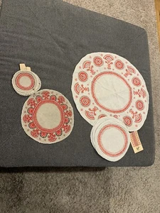 Vintage Cepelia Polish Traditional Hand Embroidered Linen Doilies/Textiles NWT - Picture 1 of 10