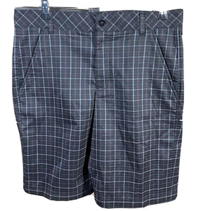 Fila Sport Flat Front Black Check Plaid Mens Casual Golf Shorts Size 32 - Picture 1 of 7