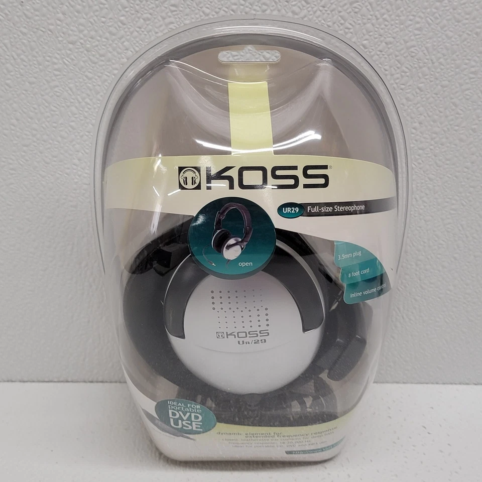 Koss Model UR 29 Full-Size Stereophones Headphones Volume Control - New! - Image 1 of 4