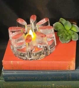 Eisglas Teelichthalter Portugal Chunky Mid Century Modern Design 5 in Kerze - Bild 1 von 24