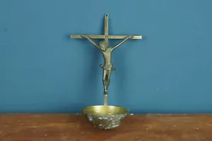 Alter Weihwasserkessel Kruzifix Messing Antik Jesus - Bild 1 von 8