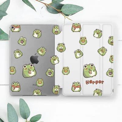 Custom Name Cute Frogs Kawaii Case For iPad 10.2 Pro 12.9 11 9.7 Air 4 5 Mini - Image 1 of 4