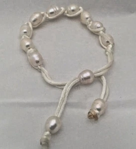 Freshwater Baroque Pearls on satin cord Bracelet Estate - Picture 1 of 7