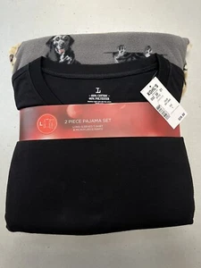 Herren Schlaftop & Microfleece Schlafhose 2 tlg Set Labs Labrador Hund Größe L - Bild 1 von 7