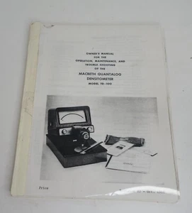 MACBETH QUANTALOG DENSITOMETER TD-100 Operators And Service Manual 1966 Owner's - Picture 1 of 1