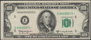Fr.2161-E* 1950D $100 Federal Reserve Star Note VF Light Stain - Picture 1 of 2