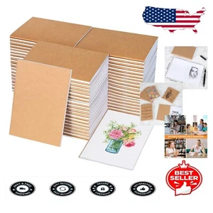Kraft Unlined Mini Notebooks Bulk - 100 A6 Size Journals for Classroom Supplies - Picture 1 of 8