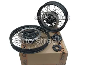 Genuine Royal Enfield "HIMALAYAN 450" Front & Rear Black Tubeless Spoked Wheels - Picture 1 of 7